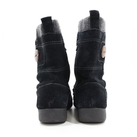Easy Spirit Black Suede Leather Flat Mid-Calf Winter Boots - 9 - Picture 4 of 7